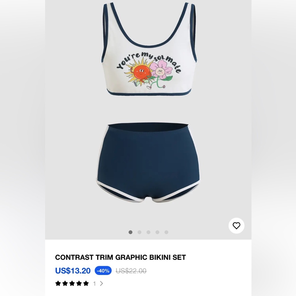 Cider Contrast Trim Graphic Bikini Set